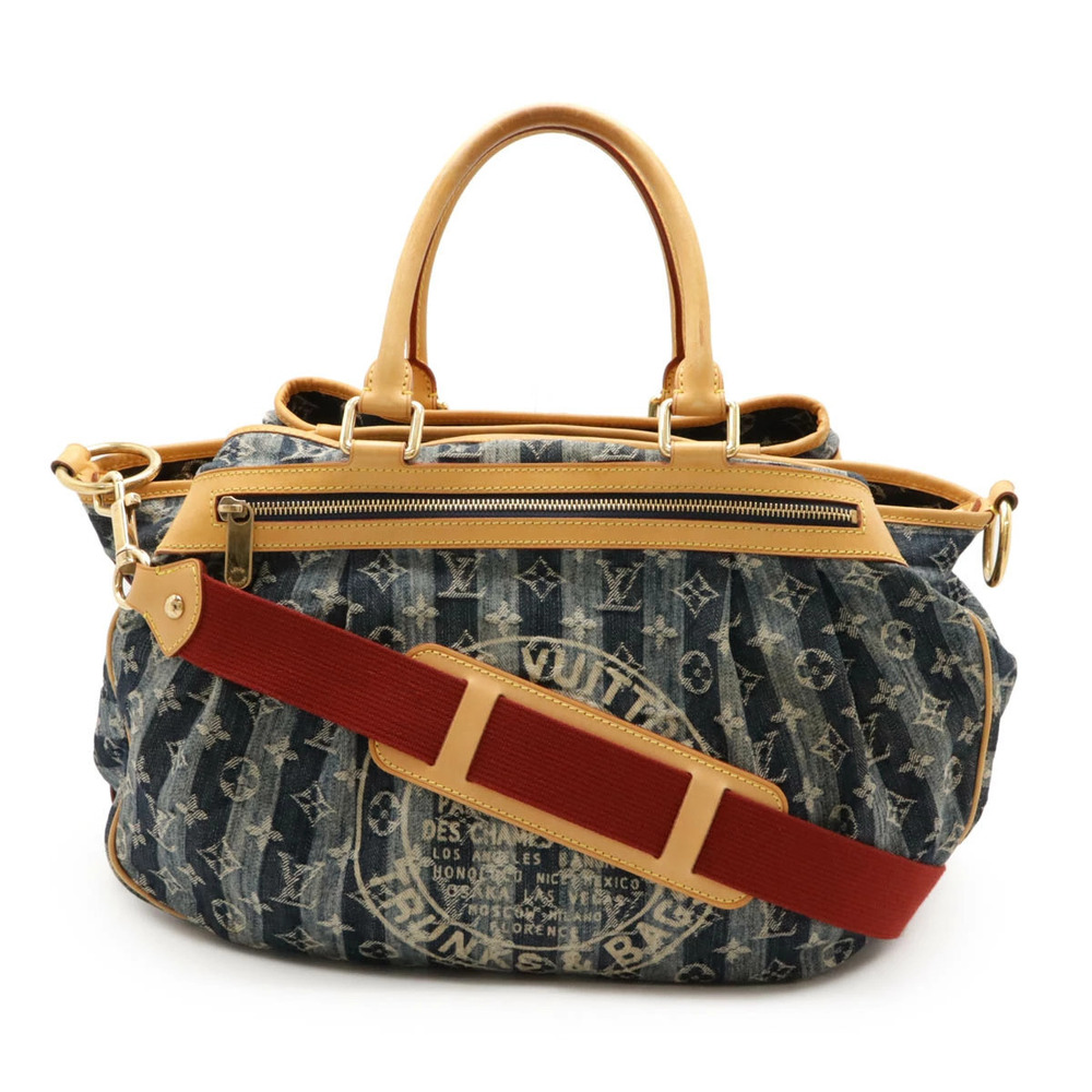 LOUIS VUITTON Monogram Denim Cabas Raye Tote Bag Shoulder Crossbody Blue